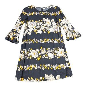 Old Navy Womens Navy Blue Floral Stripe Bell Sleeve Shift Dress Small 423